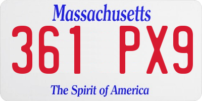 MA license plate 361PX9