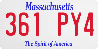MA license plate 361PY4