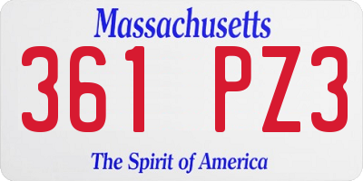MA license plate 361PZ3