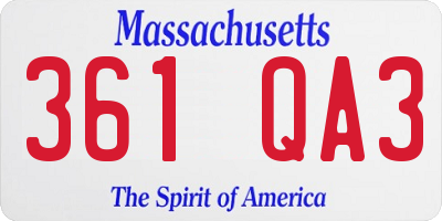 MA license plate 361QA3