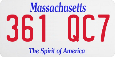 MA license plate 361QC7