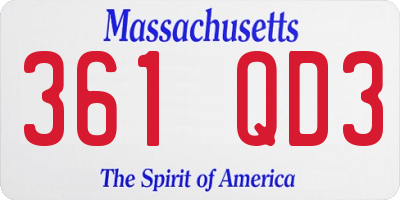 MA license plate 361QD3