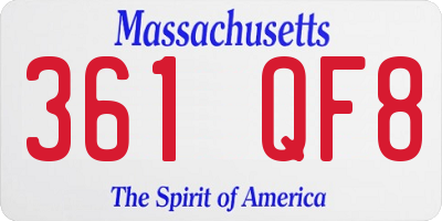 MA license plate 361QF8