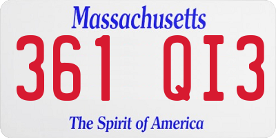 MA license plate 361QI3