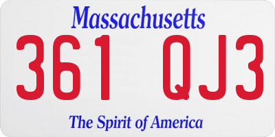 MA license plate 361QJ3