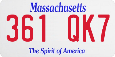 MA license plate 361QK7