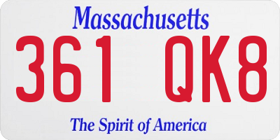 MA license plate 361QK8