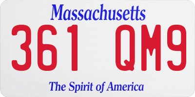 MA license plate 361QM9
