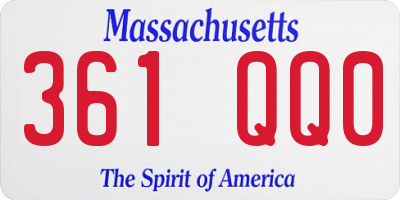 MA license plate 361QQ0