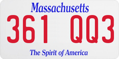 MA license plate 361QQ3