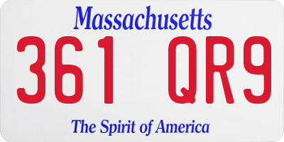MA license plate 361QR9