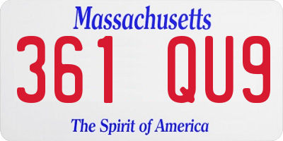 MA license plate 361QU9