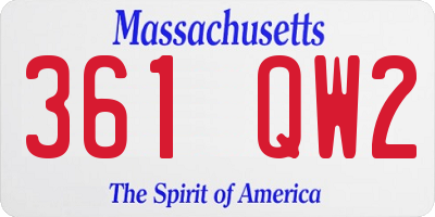 MA license plate 361QW2