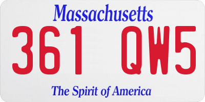 MA license plate 361QW5