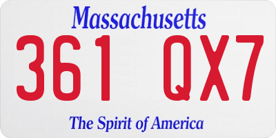 MA license plate 361QX7