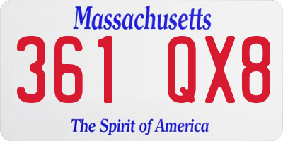 MA license plate 361QX8