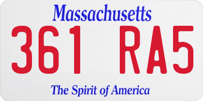 MA license plate 361RA5