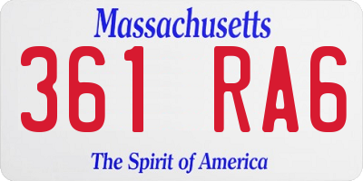 MA license plate 361RA6