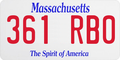 MA license plate 361RB0
