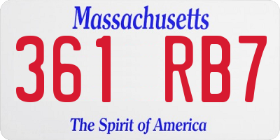 MA license plate 361RB7