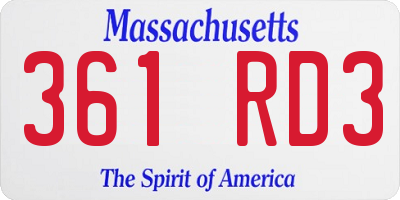 MA license plate 361RD3