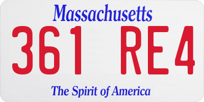 MA license plate 361RE4