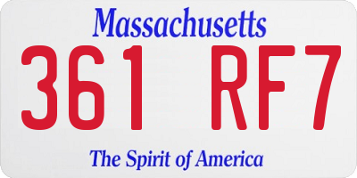 MA license plate 361RF7