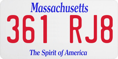 MA license plate 361RJ8