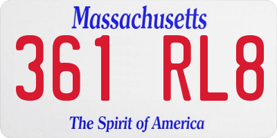 MA license plate 361RL8