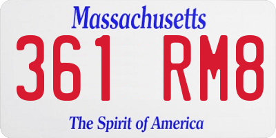 MA license plate 361RM8