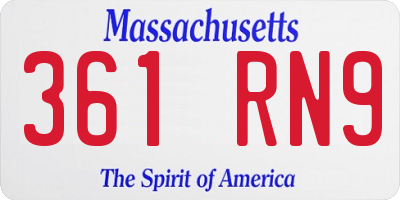 MA license plate 361RN9