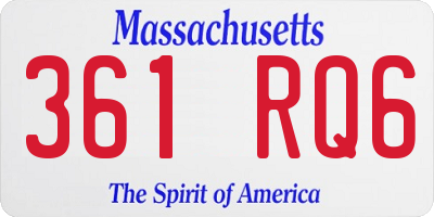 MA license plate 361RQ6