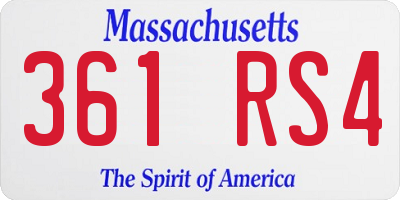 MA license plate 361RS4