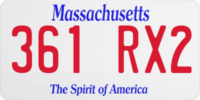 MA license plate 361RX2