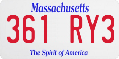 MA license plate 361RY3