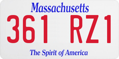 MA license plate 361RZ1