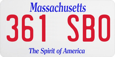 MA license plate 361SB0