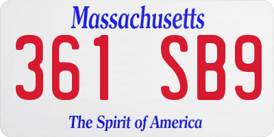 MA license plate 361SB9