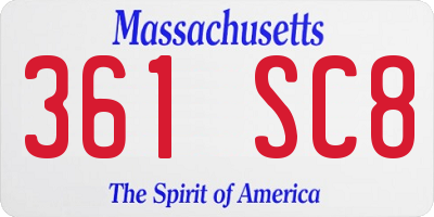 MA license plate 361SC8