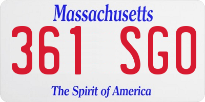 MA license plate 361SG0