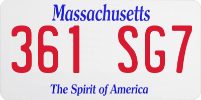 MA license plate 361SG7