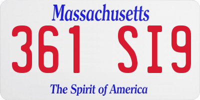 MA license plate 361SI9