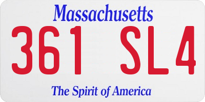 MA license plate 361SL4