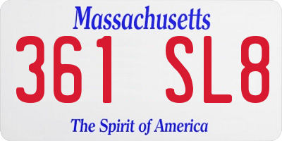 MA license plate 361SL8