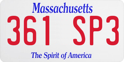 MA license plate 361SP3