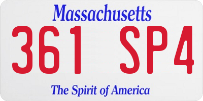 MA license plate 361SP4