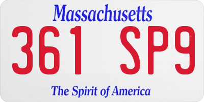 MA license plate 361SP9