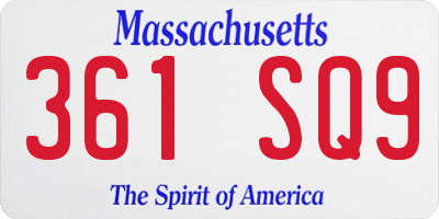 MA license plate 361SQ9