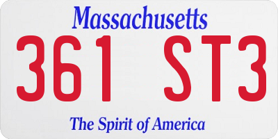 MA license plate 361ST3