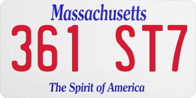 MA license plate 361ST7
